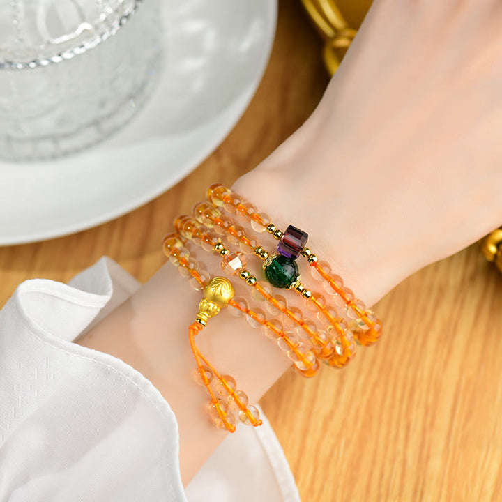 Buddha Stones 108 Mala Beads Citrine Happiness Bracelet - image 3
