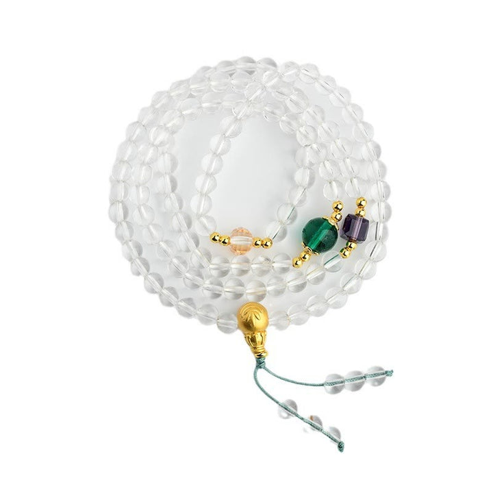 Buddha Stones 108 Mala Beads White Crystal Clarity Bracelet - image 8