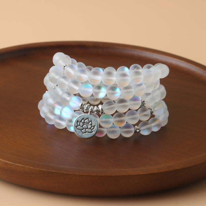 Buddha Stones 108 Mala Beads Glitter Stone Lotus Enlightenment Bracelet - Glitter Stone - image 0