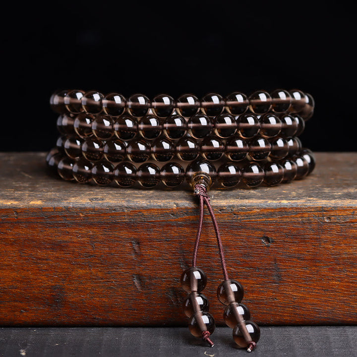 Buddha Stones 108 Mala Beads Black Obsidian lce Obsidian Fulfilment Bracelet - Double Eyes Ice Obsidian(Wrist Circumference: 14-16cm) - 6mm - image 12