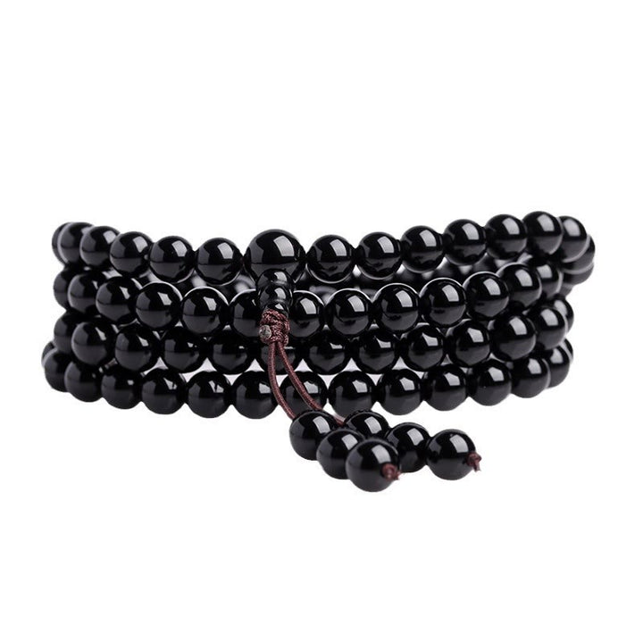 Buddha Stones 108 Mala Beads Black Obsidian lce Obsidian Fulfilment Bracelet - image 8