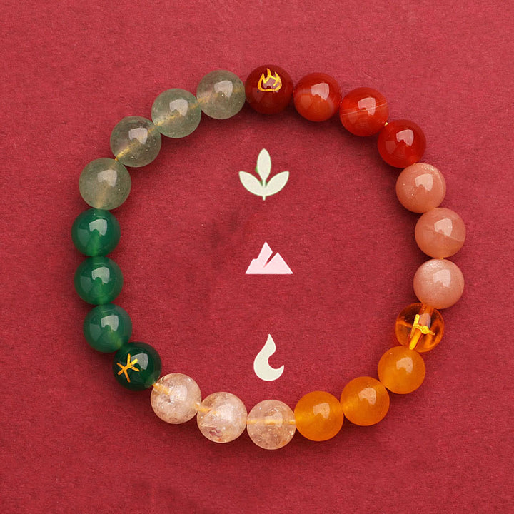 Buddha Stones Five Elements Various Agate Crystal Green Strawberry Quartz Sun Stone Wealth Bracelet - image 11