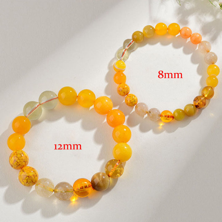 Buddha Stones Five Elements Various Agate Crystal Rutilated Quartz Tiger Eye Yellow Agate Citrine Luck Bracelet - image 4