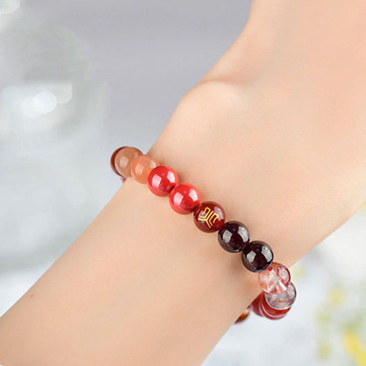 Buddha Stones Five Elements Various Agate Crystal Rutilated Quartz Tiger Eye Yellow Agate Citrine Luck Bracelet - image 30