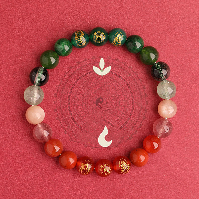 Buddha Stones Five Elements Various Agate Crystal South Red Agate Strawberry Quartz Sun Stone Citrine Luck Bracelet - image 22