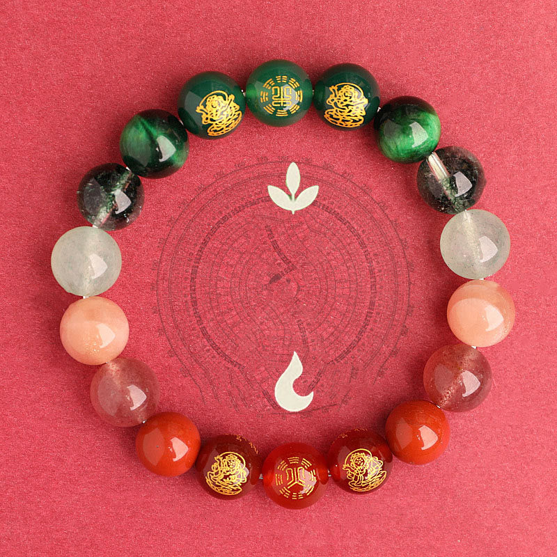 Buddha Stones Five Elements Various Agate Crystal South Red Agate Strawberry Quartz Sun Stone Citrine Luck Bracelet - image 26