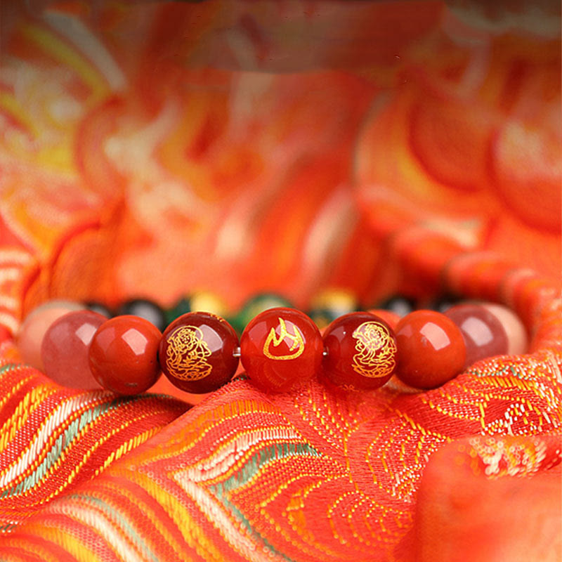 Buddha Stones Five Elements Various Agate Crystal South Red Agate Strawberry Quartz Sun Stone Citrine Luck Bracelet - image 27