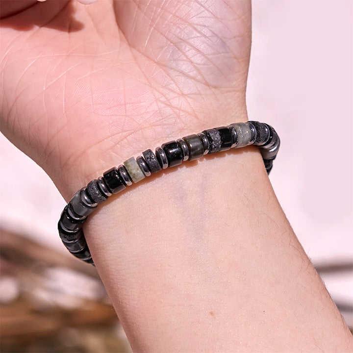 Buddha Stones Hematite Turquoise Lazurite Lava Rock Black Glitter Stone Support Bracelet - image 15