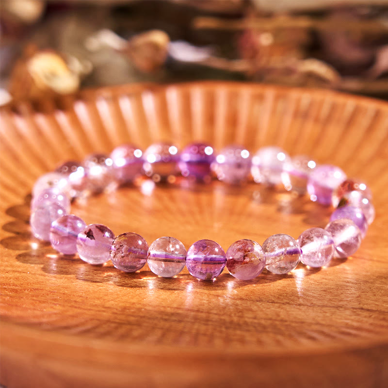 Buddha Stones Natural Purple Phantom Love Wisdom Bracelet - Purple Phantom-8mm(Wrist Circumference: 15-15.5cm) - image 2