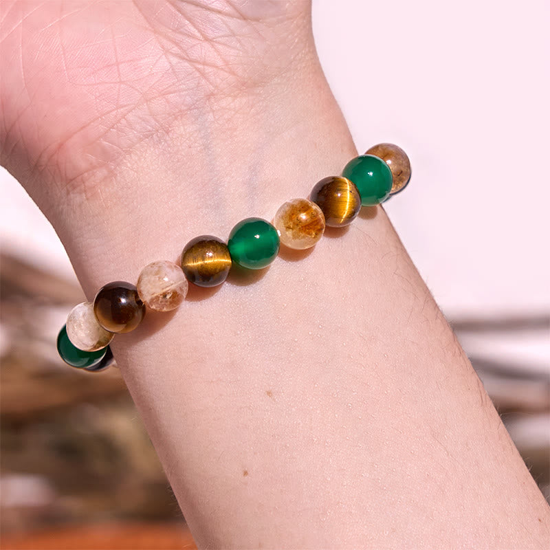 Buddha Stones Natural Tiger Eye Green Agate Citrine Mix And Match Beads Protection Bracelet - image 4