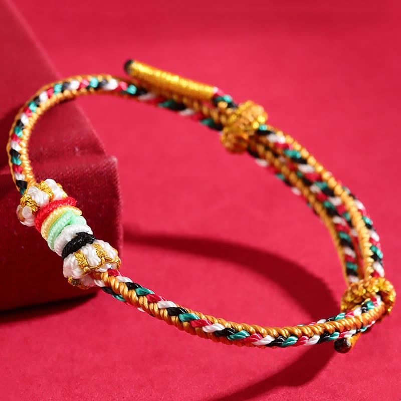 Buddha Stones Five Elements Colorful String Completeness Knot Reef Knot Braid Luck Bracelet - image 0