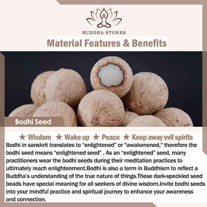 Buddha Stones Bodhi Seed Peach Wood Lotus Wealth Double Wrap Bracelet - image 5