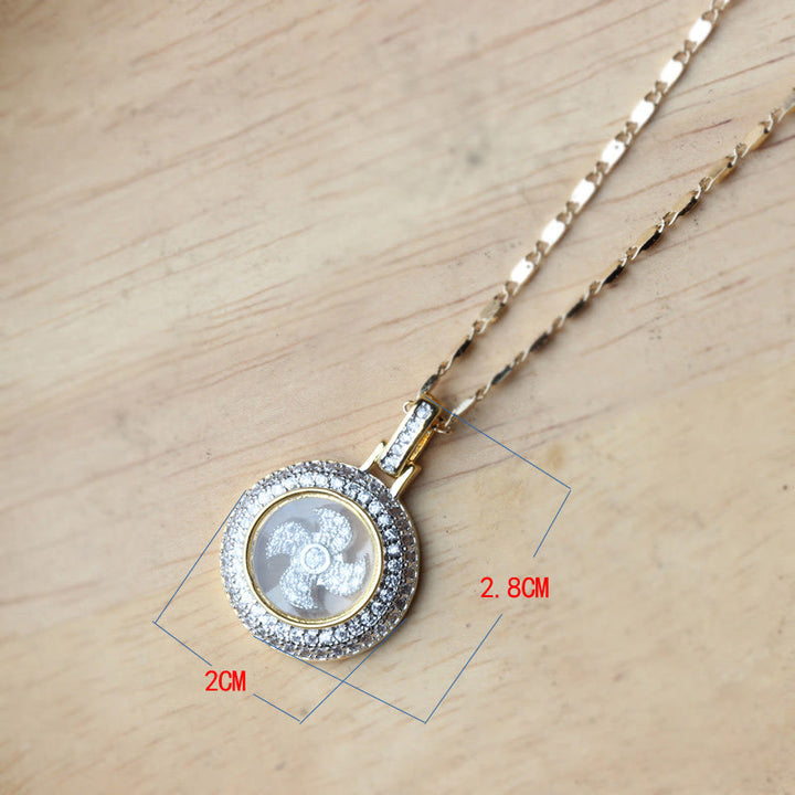 Buddha Stones Gold plated Copper Brass Rotatable Windmill Fu Balance Necklace Pendant - image 14