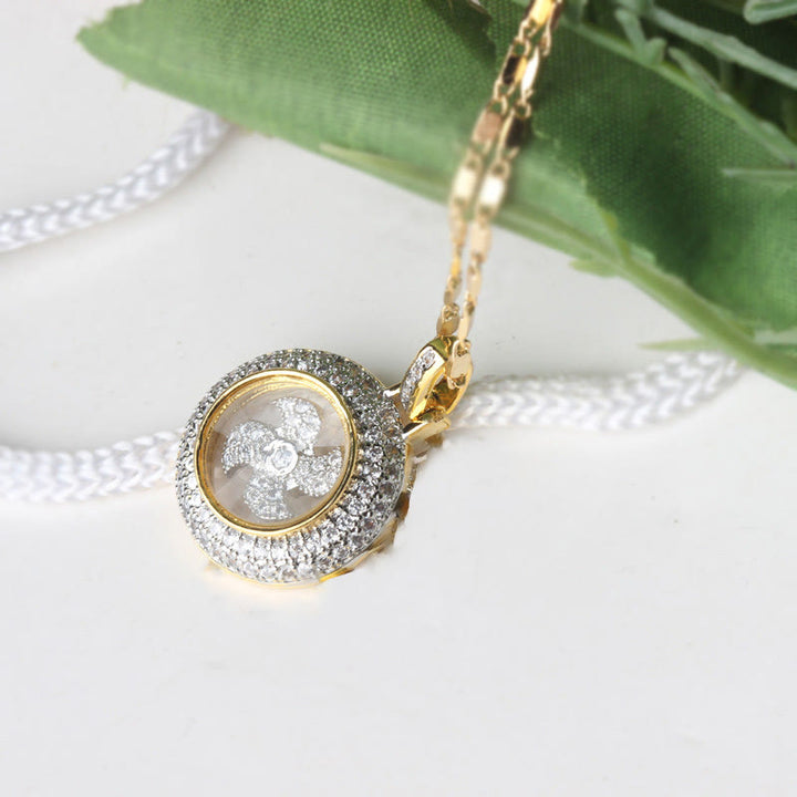 Buddha Stones Gold plated Copper Brass Rotatable Windmill Fu Balance Necklace Pendant - image 7