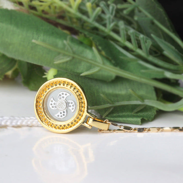 Buddha Stones Gold plated Copper Brass Rotatable Windmill Fu Balance Necklace Pendant - image 12