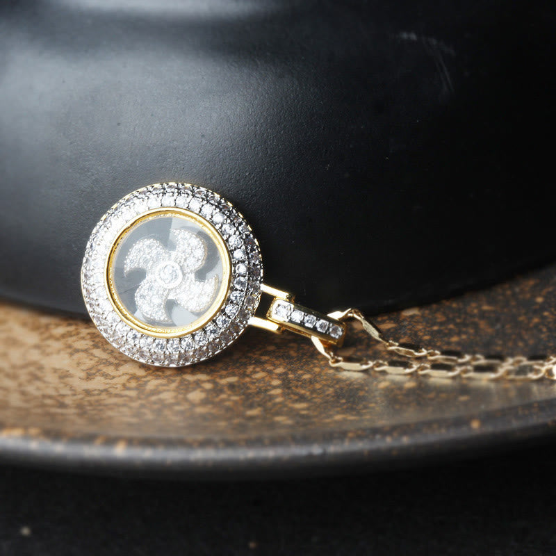 Buddha Stones Gold plated Copper Brass Rotatable Windmill Fu Balance Necklace Pendant - image 10