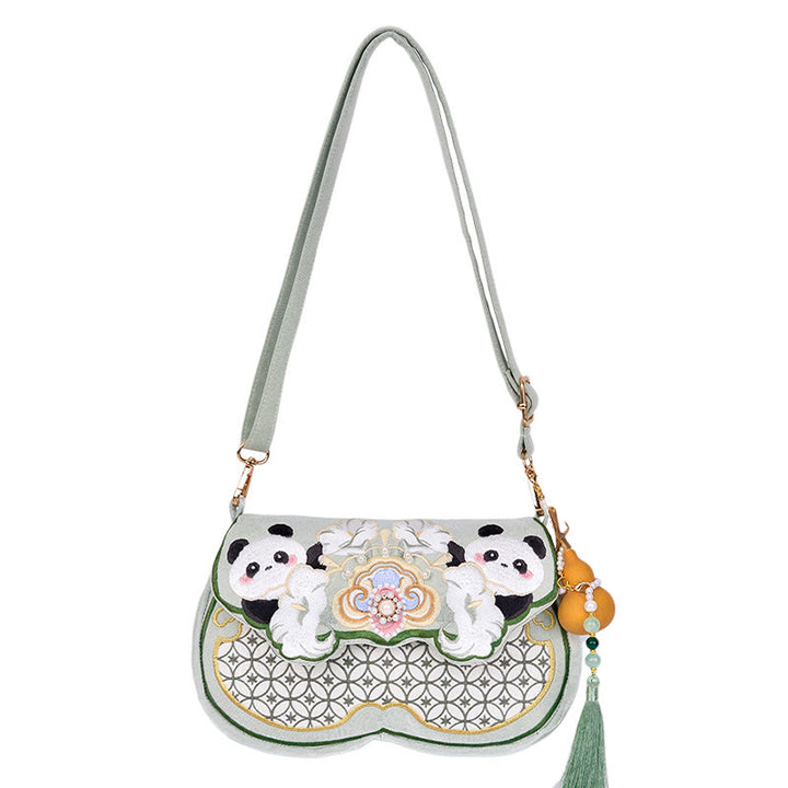Buddha Stones Panda Flowers Gourd Pendant Shoulder Bag Crossbody Bag - image 11