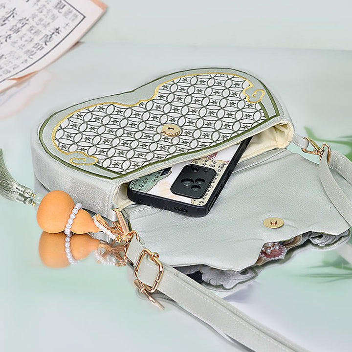 Buddha Stones Panda Flowers Gourd Pendant Shoulder Bag Crossbody Bag - image 4