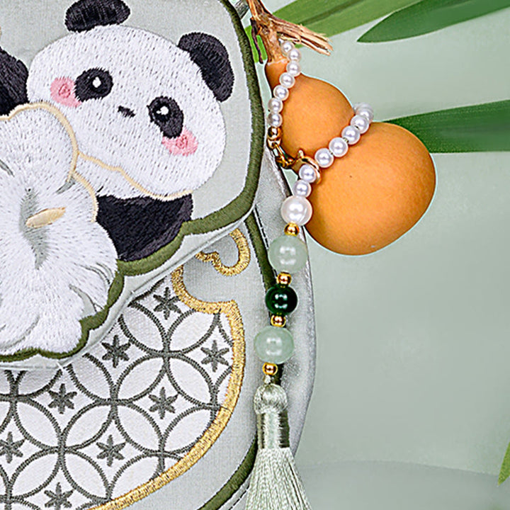 Buddha Stones Panda Flowers Gourd Pendant Shoulder Bag Crossbody Bag - image 9