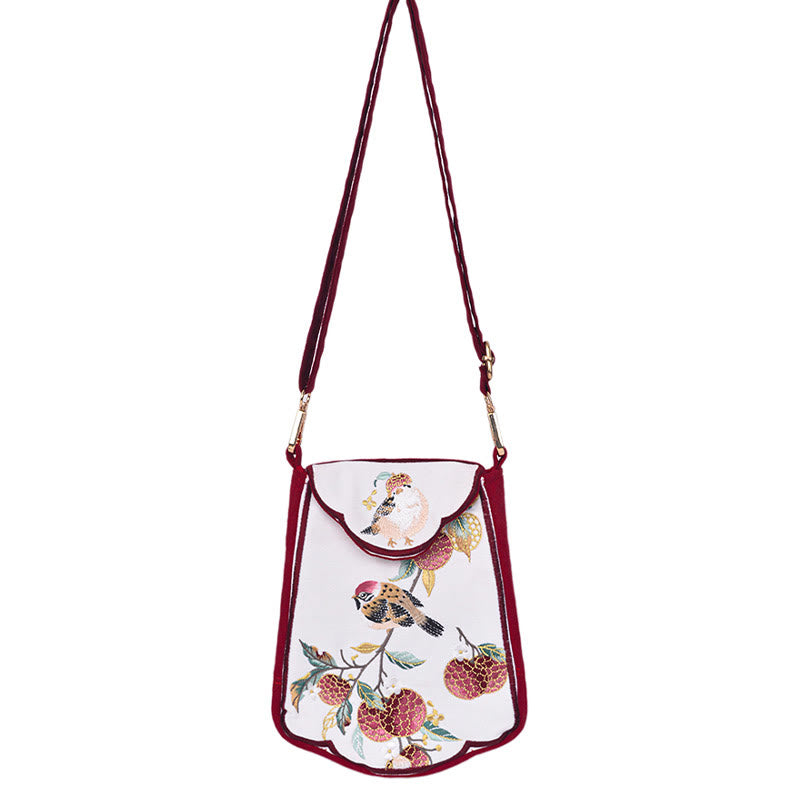 Buddha Stones Magpie Lychee Embroidery Tassel Shoulder Bag Crossbody Bag - image 5