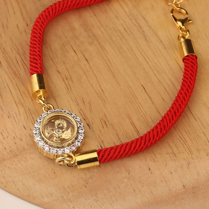 Buddha Stones Red String Copper Brass Rotatable Windmill Feng Sheng Shui Qi Protection Braided Bracelet - Red String Copper Brass Windmill(Adjustable) - image 0