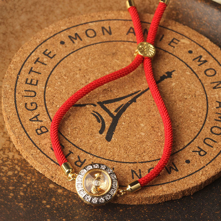 Buddha Stones Copper Brass Feng Sheng Shui Qi Rotatable Windmill  Red String Faith Braided Bracelet - image 8