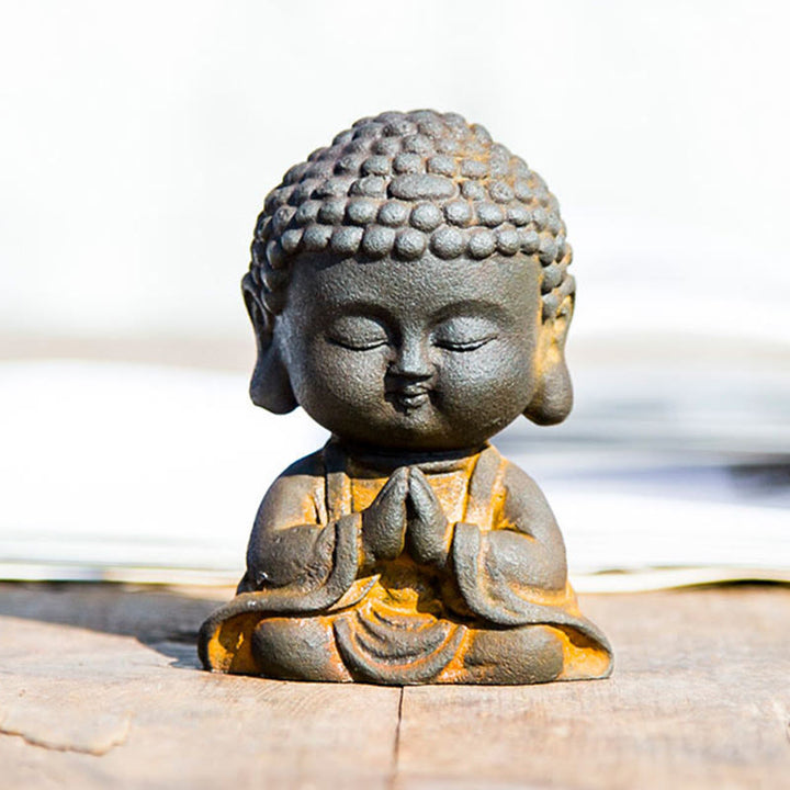 Buddha Stones Small Meditating Buddha Iron Powder Rust Cast Resin Statue Home Decoration - image 17