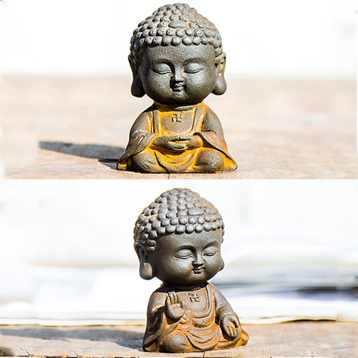 Buddha Stones Small Meditating Buddha Iron Powder Rust Cast Resin Statue Home Decoration - image 4