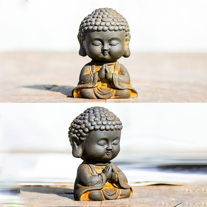 Buddha Stones Small Meditating Buddha Iron Powder Rust Cast Resin Statue Home Decoration - image 18