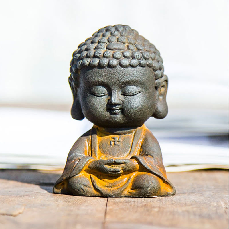 Buddha Stones Small Meditating Buddha Iron Powder Rust Cast Resin Statue Home Decoration - image 9