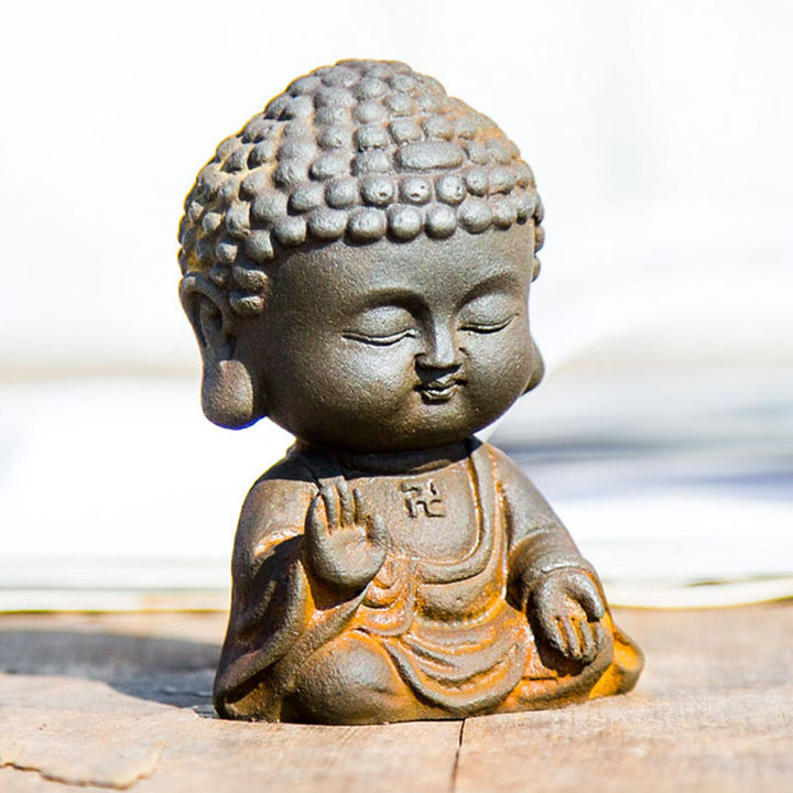 Buddha Stones Small Meditating Buddha Iron Powder Rust Cast Resin Statue Home Decoration - image 12