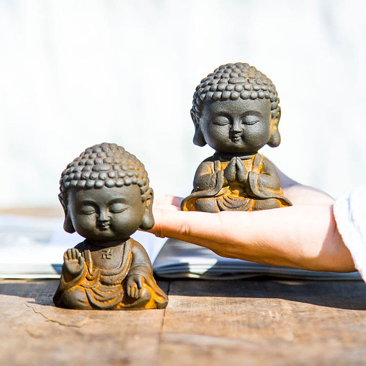 Buddha Stones Small Meditating Buddha Iron Powder Rust Cast Resin Statue Home Decoration - image 3