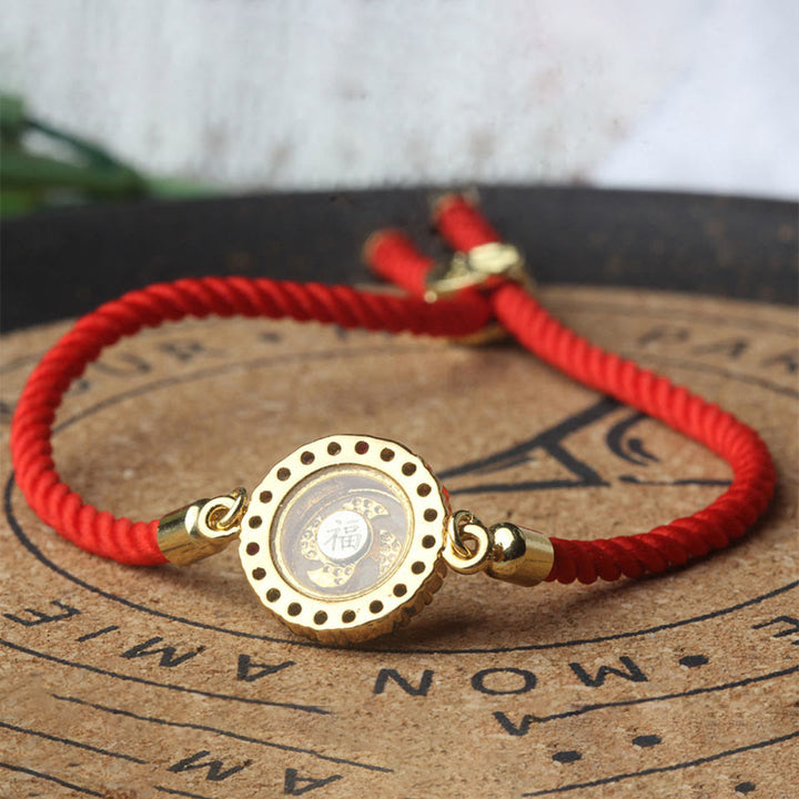 Buddha Stones Copper Brass Color Rotatable Windmill Feng Sheng Shui Qi Fu Red String Faith Braided Bracelet - image 11