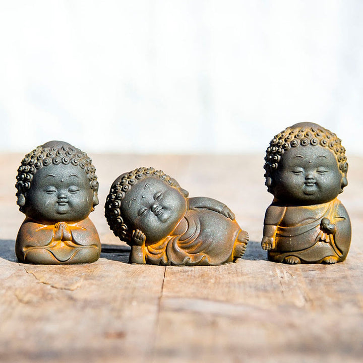 Buddha Stones Small Standing Lying Sitting Cute Buddha Iron Powder Rust Cast Resin Statue Home Decoration - image 2