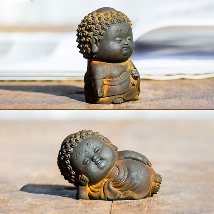 Buddha Stones Small Standing Lying Sitting Cute Buddha Iron Powder Rust Cast Resin Statue Home Decoration - image 6