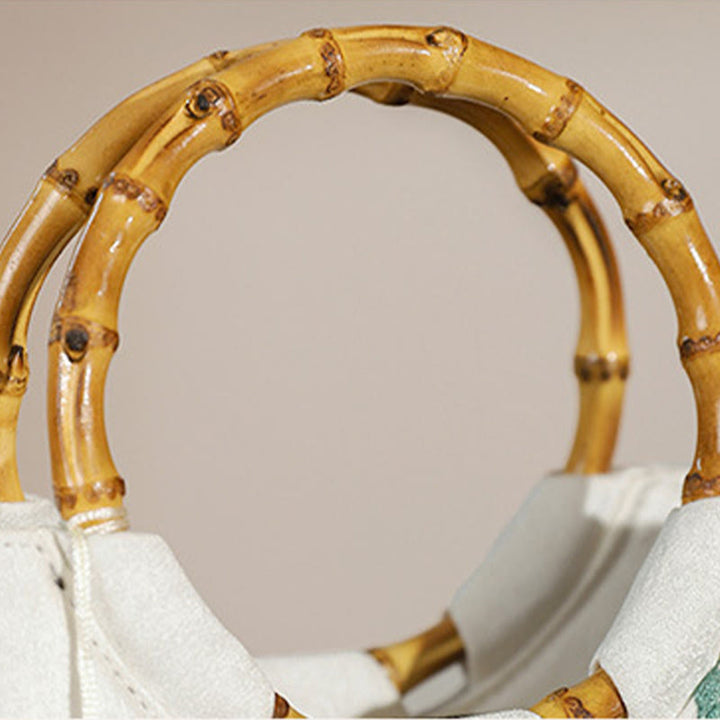 Buddha Stones Embroidery Bamboo Handle Tassel Handbags - image 10