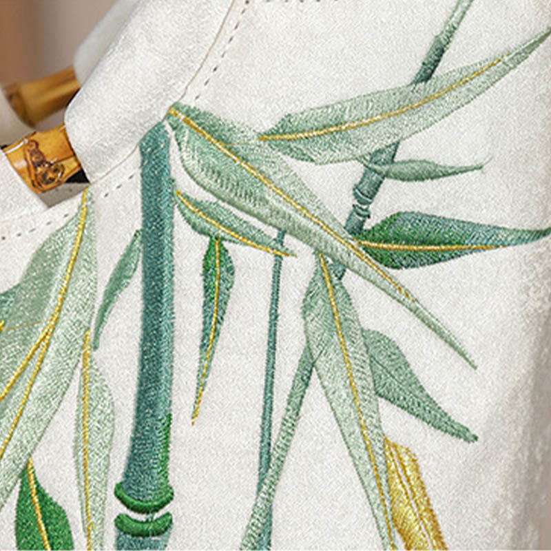 Buddha Stones Embroidery Bamboo Handle Tassel Handbags - image 8