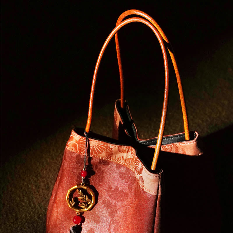 Buddha Stones Plum Flower Bamboo Branches Embroidery Tassel Xiangyunsha Silk Shoulder Bag Hangbags - image 15