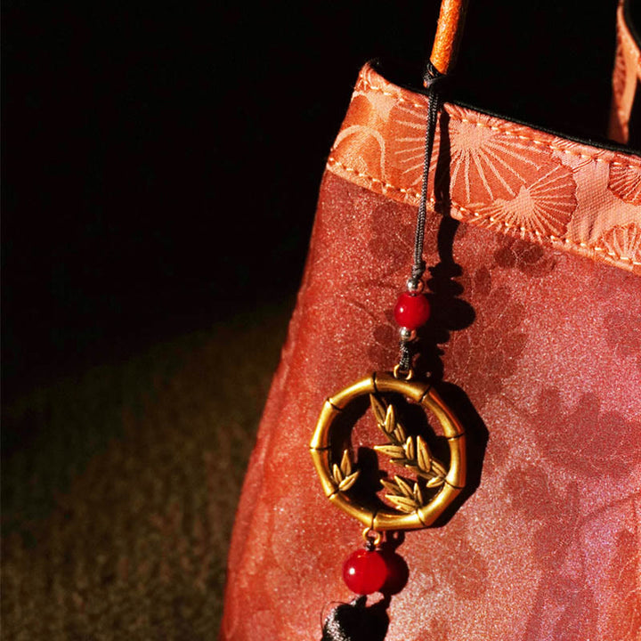 Buddha Stones Plum Flower Bamboo Branches Embroidery Tassel Xiangyunsha Silk Shoulder Bag Hangbags - image 17