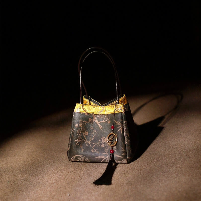 Buddha Stones Plum Flower Bamboo Branches Embroidery Tassel Xiangyunsha Silk Shoulder Bag Hangbags - image 6