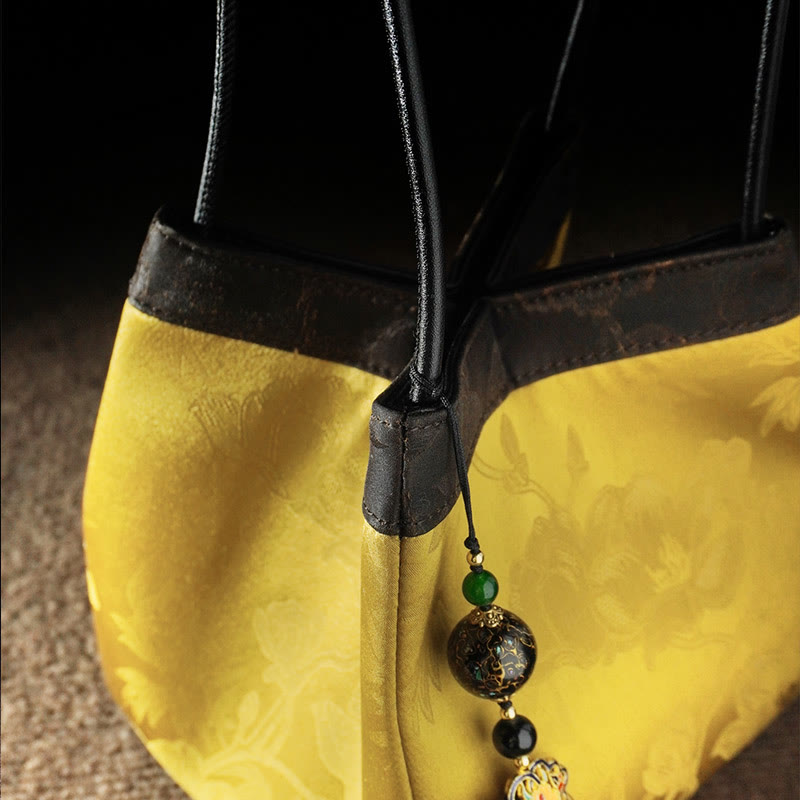 Buddha Stones Retro Flower Butterfly Bird Embroidery Bead Tassel Mulberry Silk Jacquard Xiangyunsha Silk Shoulder Bag Hangbags - image 7