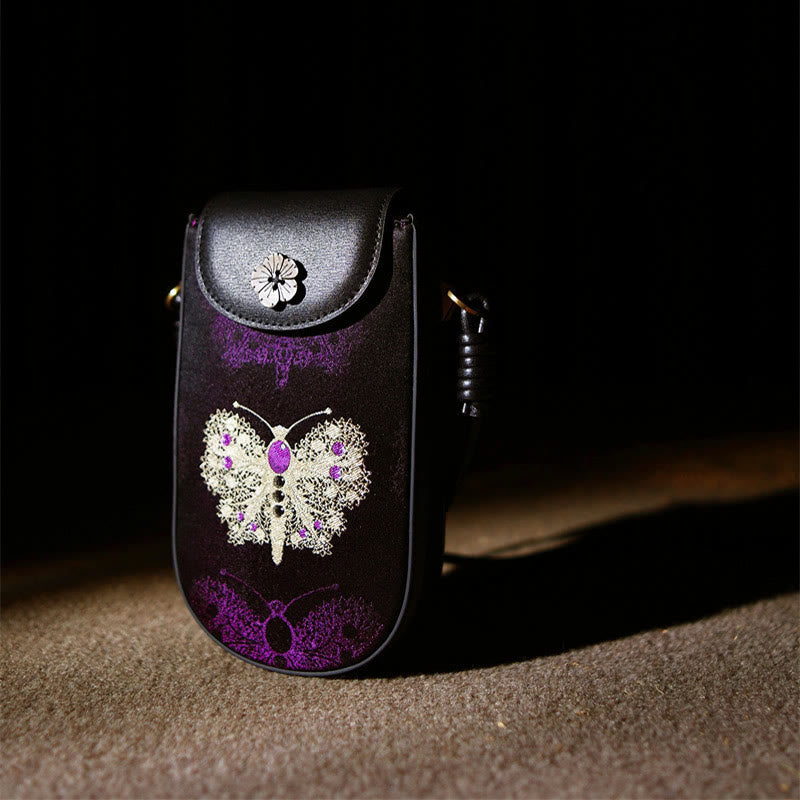 Buddha Stones Retro Flower Butterfly Leaves Branches Song Brocade Shoulder Bag Hangbags - image 2