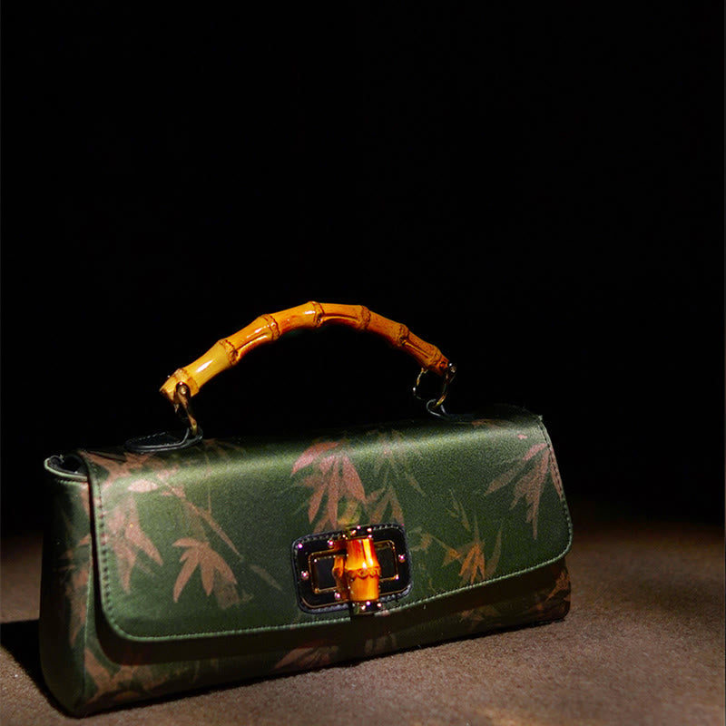 Buddha Stones Leaves Branches Bamboo Handle Metal Chain Crossbody Bag Hangbags - image 4