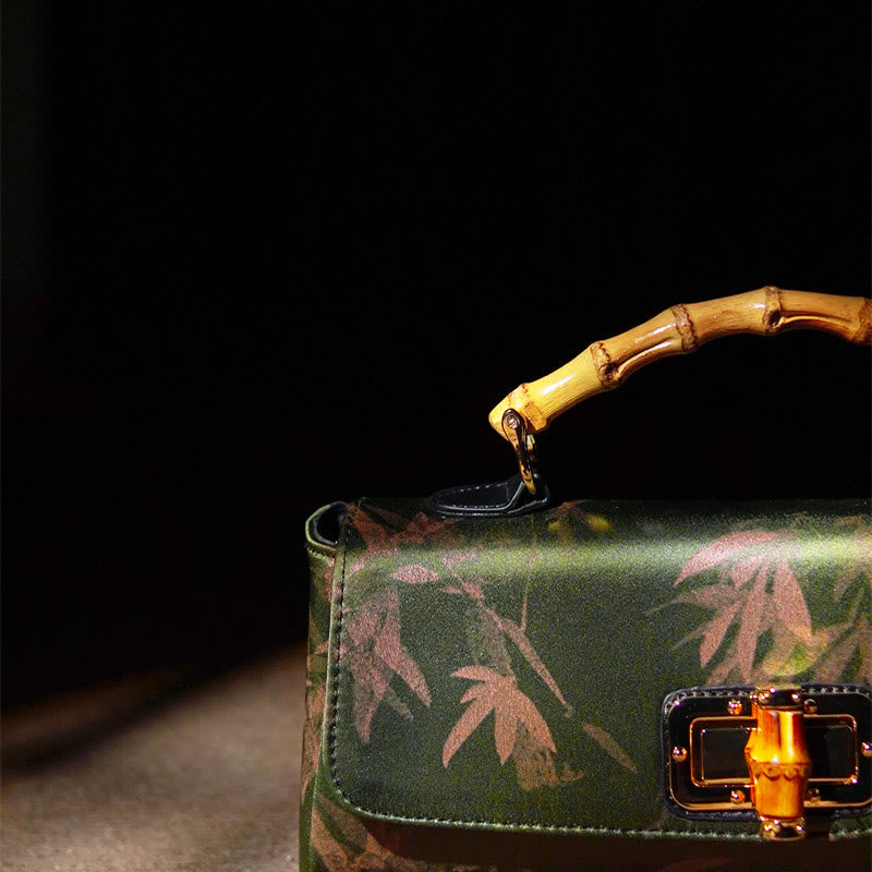 Buddha Stones Leaves Branches Bamboo Handle Metal Chain Crossbody Bag Hangbags - image 7