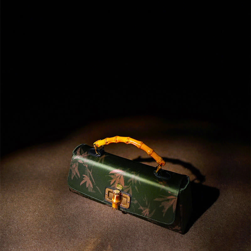 Buddha Stones Leaves Branches Bamboo Handle Metal Chain Crossbody Bag Hangbags - image 3