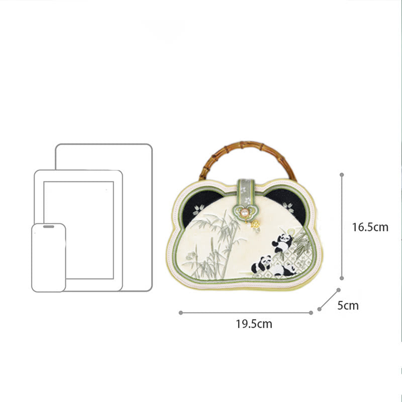 Buddha Stones Panda Bamboo Embroidery Pearl Chain Chinese Knot Tassel Crossbody Bag Handbags - image 13