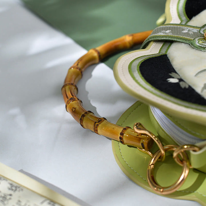 Buddha Stones Panda Bamboo Embroidery Pearl Chain Chinese Knot Tassel Crossbody Bag Handbags - image 10