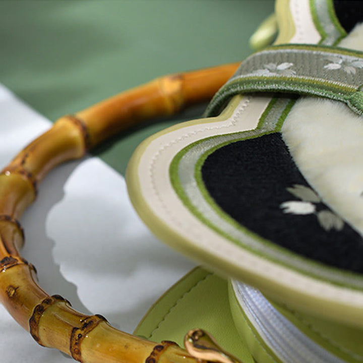 Buddha Stones Panda Bamboo Embroidery Pearl Chain Chinese Knot Tassel Crossbody Bag Handbags - image 9