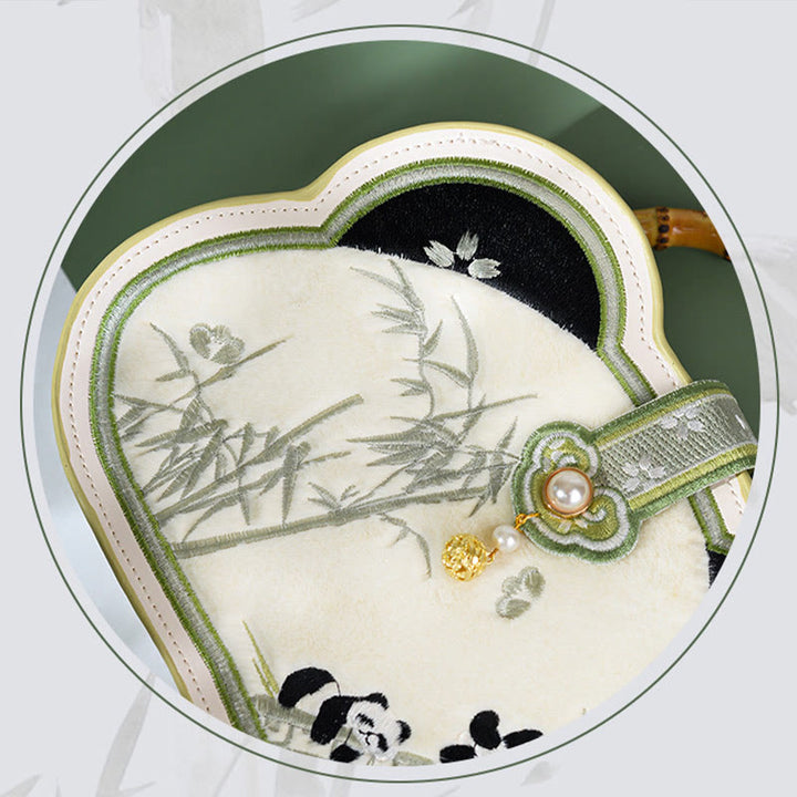 Buddha Stones Panda Bamboo Embroidery Pearl Chain Chinese Knot Tassel Crossbody Bag Handbags - image 11
