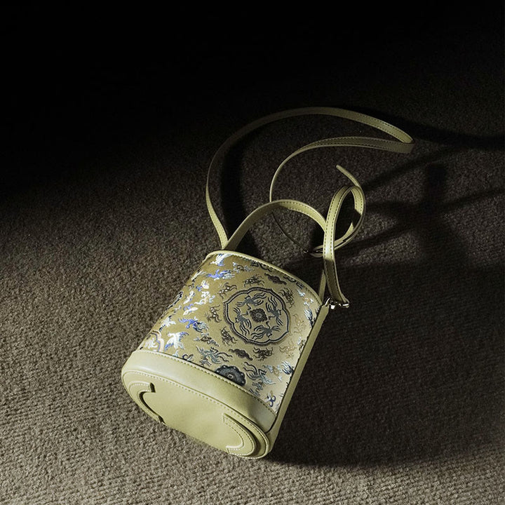 Buddha Stones Retro Crane Deer Song Brocade Crossbody Bag Hangbags - image 7